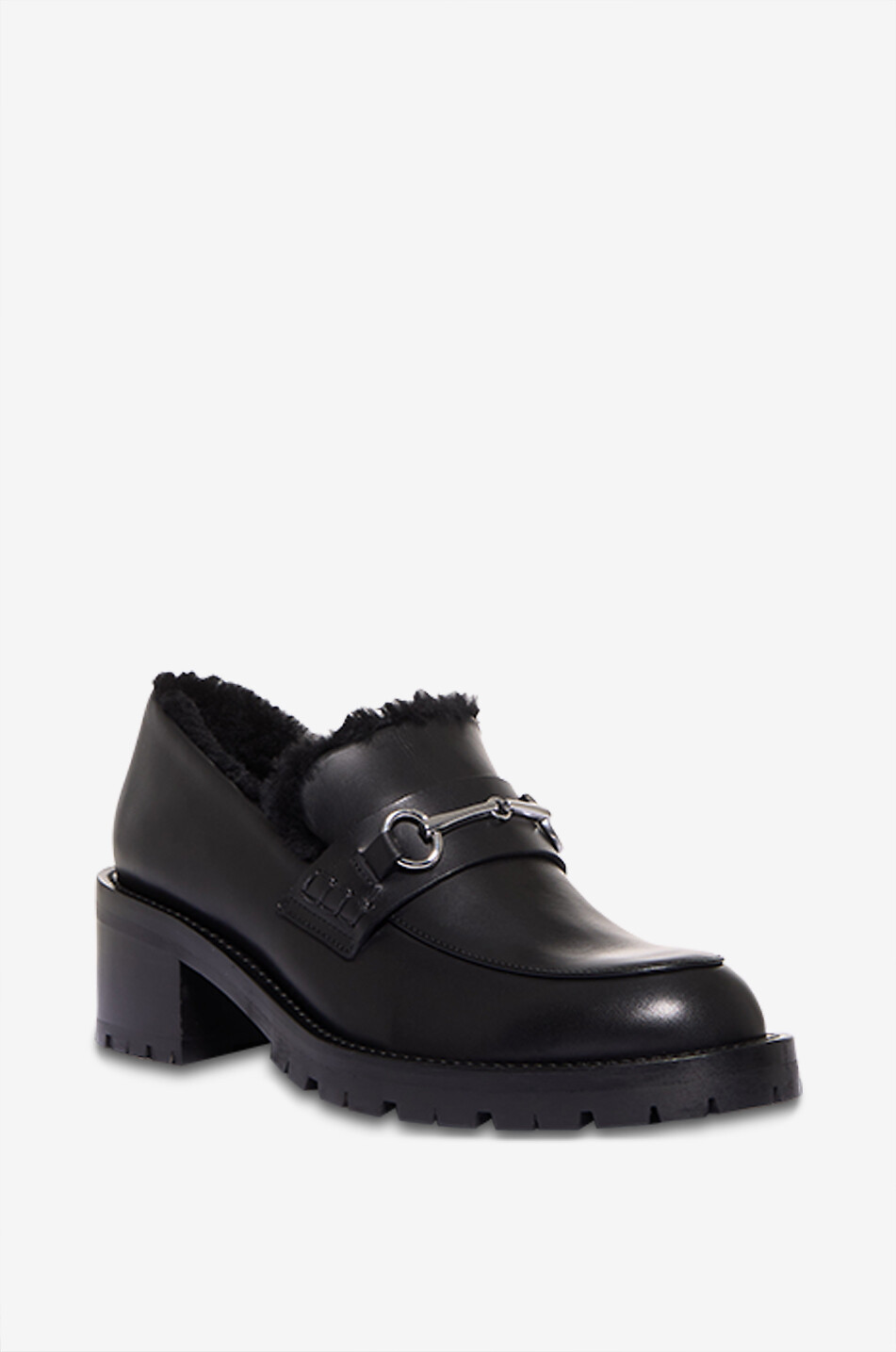 BONGÉNIE Mocassins chauds en cuir à talon carré Curtis-Mo Ranch 55 Femme NOIR 1