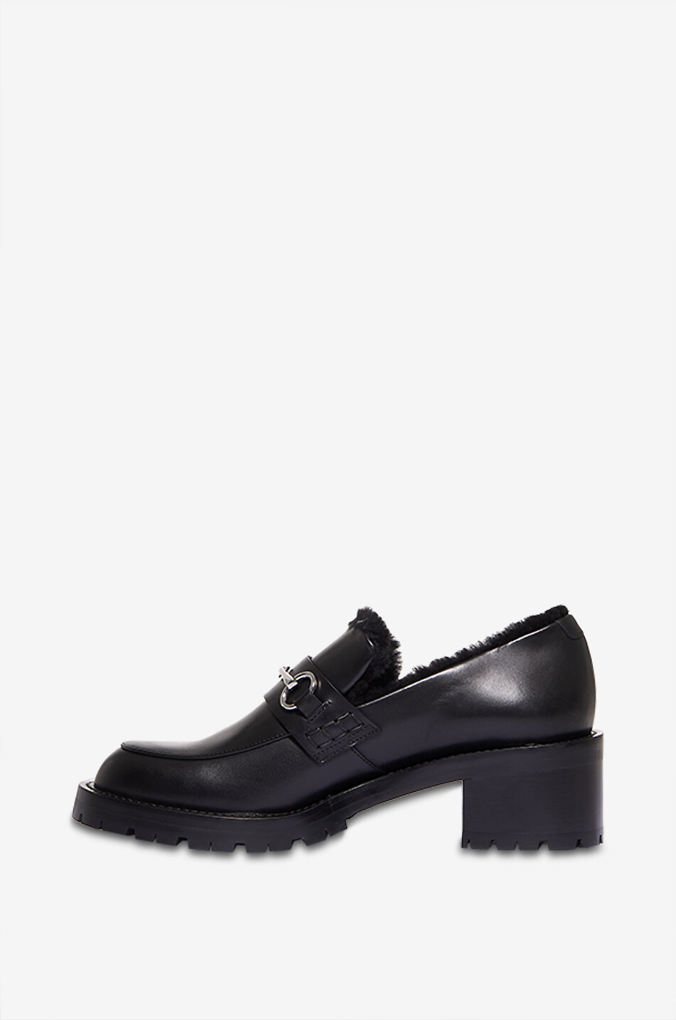 BONGÉNIE Mocassins chauds en cuir à talon carré Curtis-Mo Ranch 55 Femme NOIR 3