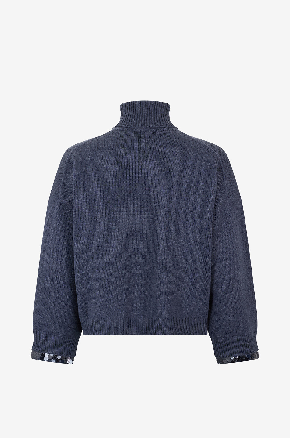 BRUNELLO CUCINELLI Swing Drops Cuffs wool and cashmere boxy turtleneck jumper Women DARK BLUE 2
