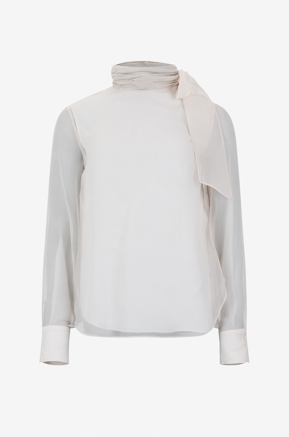 Monili silk organza necktie blouse