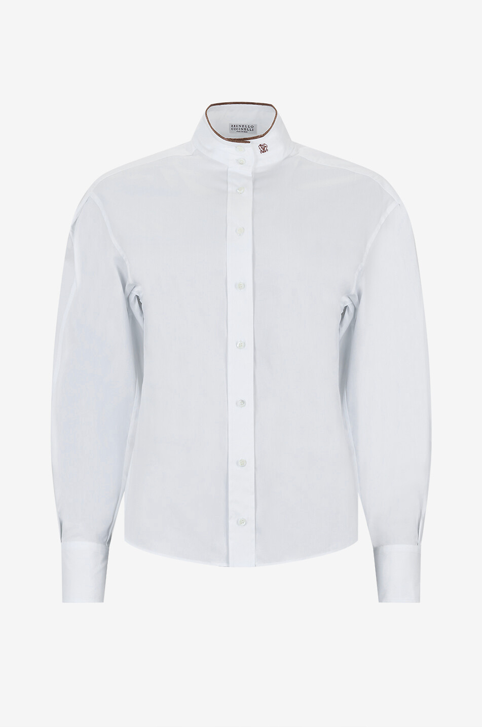 BRUNELLO CUCINELLI Shiny Collar cinched poplin shirt Women WHITE 1