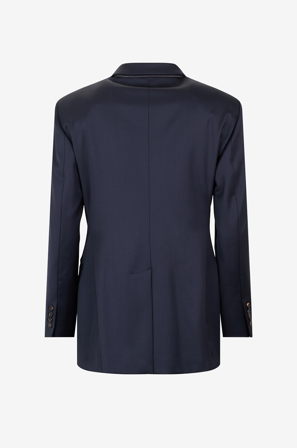 BRUNELLO CUCINELLI Shiny Brooch double-breasted wool satin blazer Women DARK BLUE 2