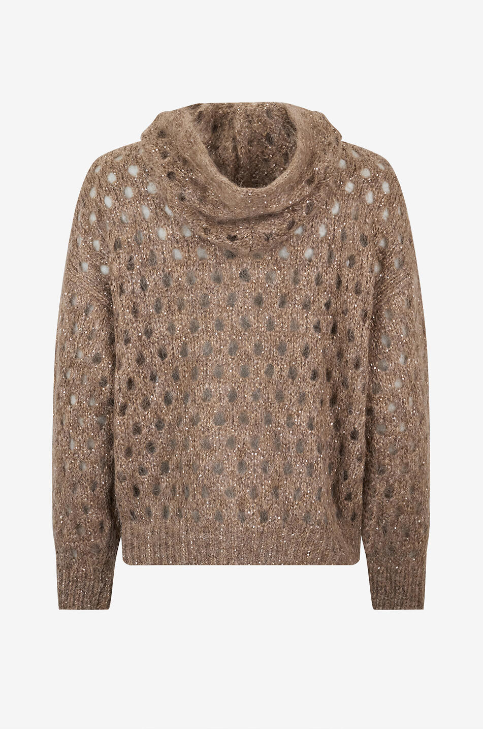 BRUNELLO CUCINELLI Cardigan résille à capuche en mohair Wispy Dazzling Femme MARRON 2