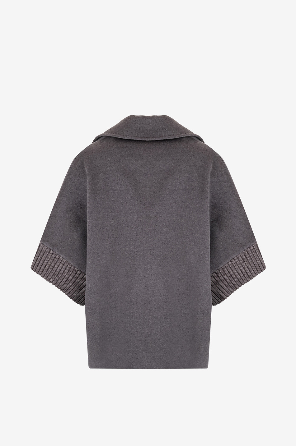 Double-breasted wool cape with knit details