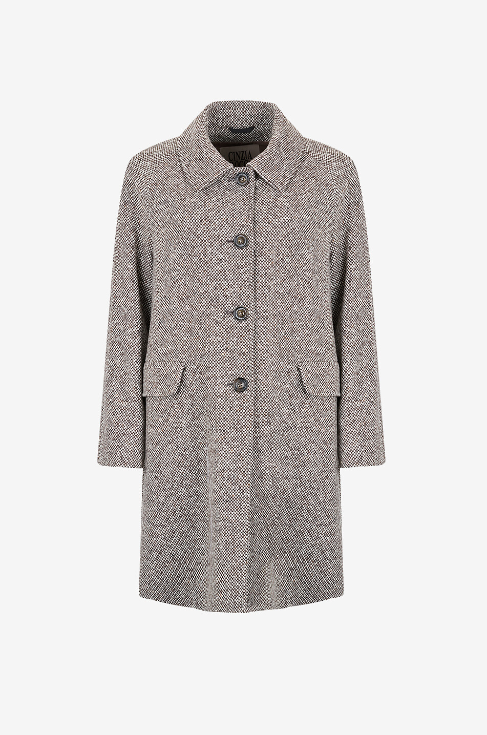 Sharp Shoulder Car Coat mottled silk blend coat - PHOEBE