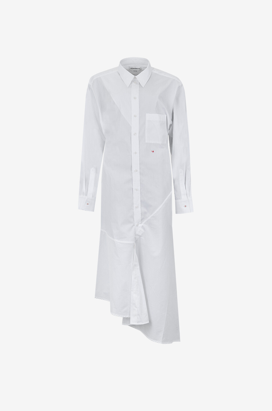 Panelled asymmetric poplin shirt dress