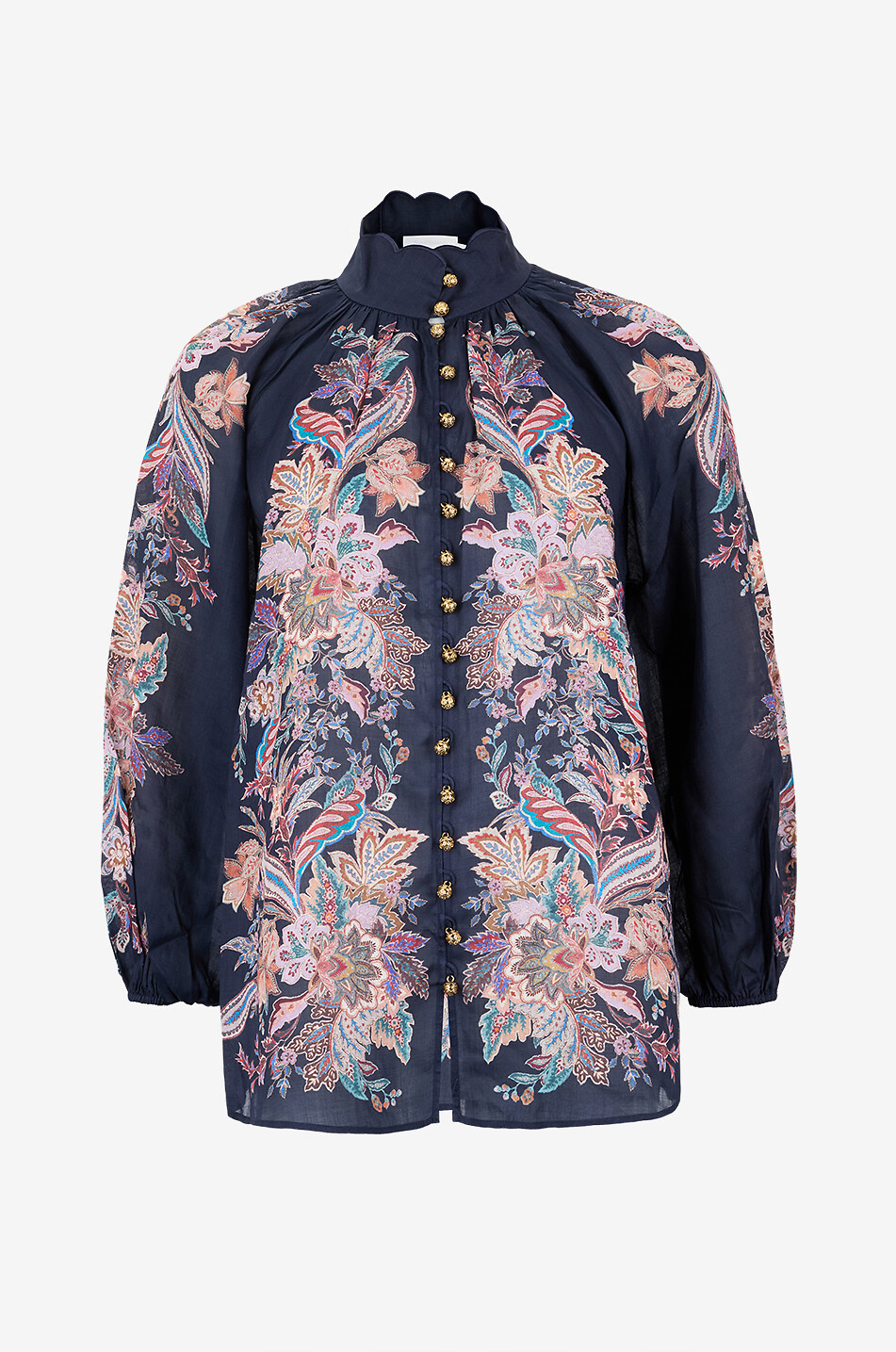 ZIMMERMANN Rhiannon Billow Paisley printed ramie blouse Women DARK BLUE 1