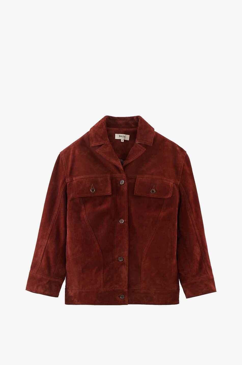 BALZAC PARIS Veste courte en daim à franges Augustin Femme MARRON 1