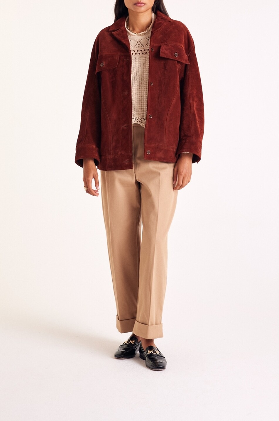 BALZAC PARIS Veste courte en daim à franges Augustin Femme MARRON 2
