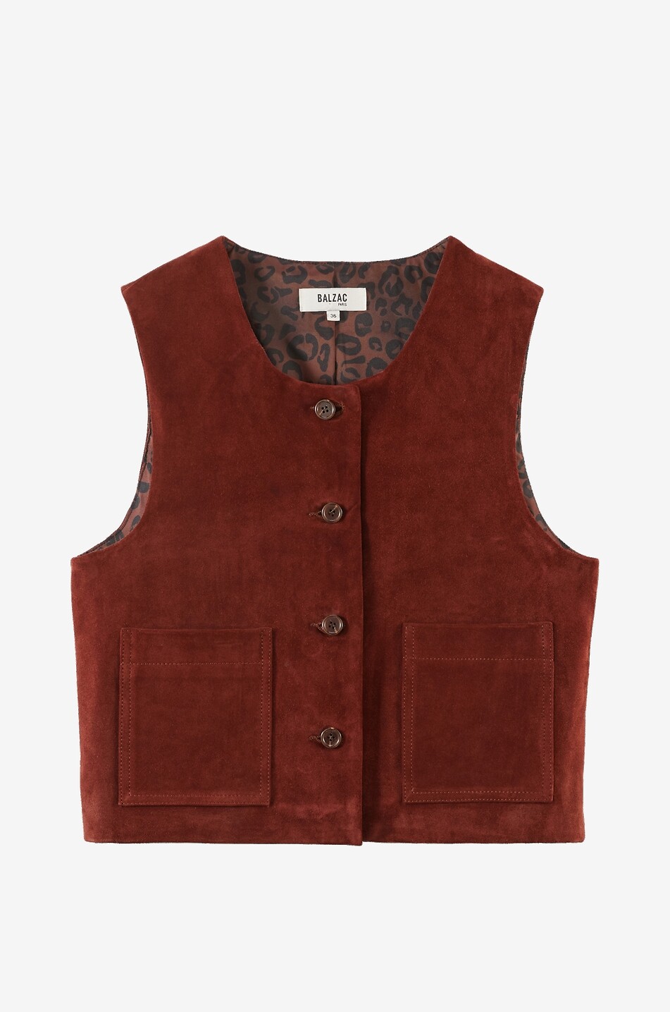 BALZAC PARIS Wildleder-Weste mit Rundhalsausschnitt Masha Damen BRAUN 1