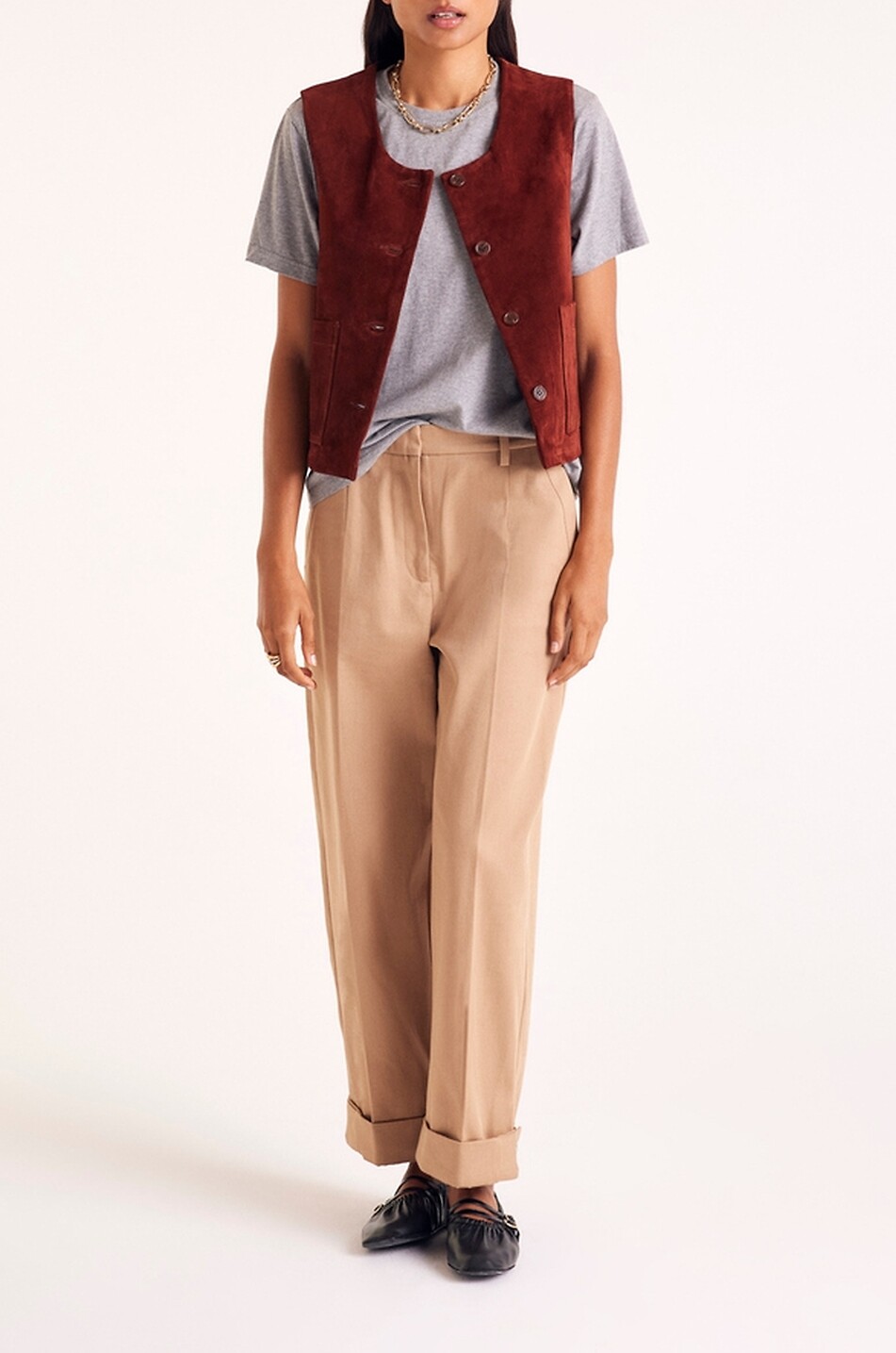 BALZAC PARIS Wildleder-Weste mit Rundhalsausschnitt Masha Damen BRAUN 2