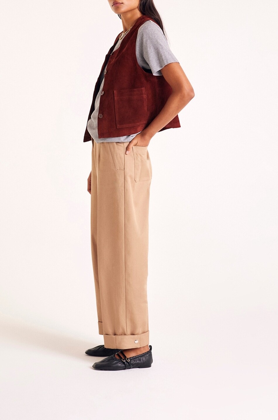 BALZAC PARIS Wildleder-Weste mit Rundhalsausschnitt Masha Damen BRAUN 4