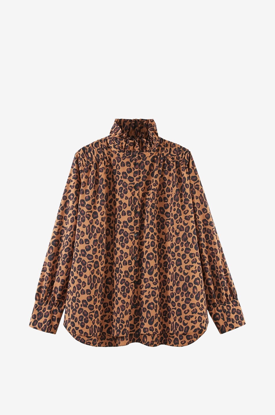 BALZAC PARIS Léonor printed popeline high collar shirt Women Brown 1