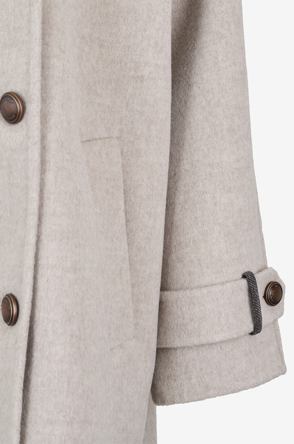 BRUNELLO CUCINELLI Shiny Cuff wool and cashmere oversize pea coat Women BEIGE 3