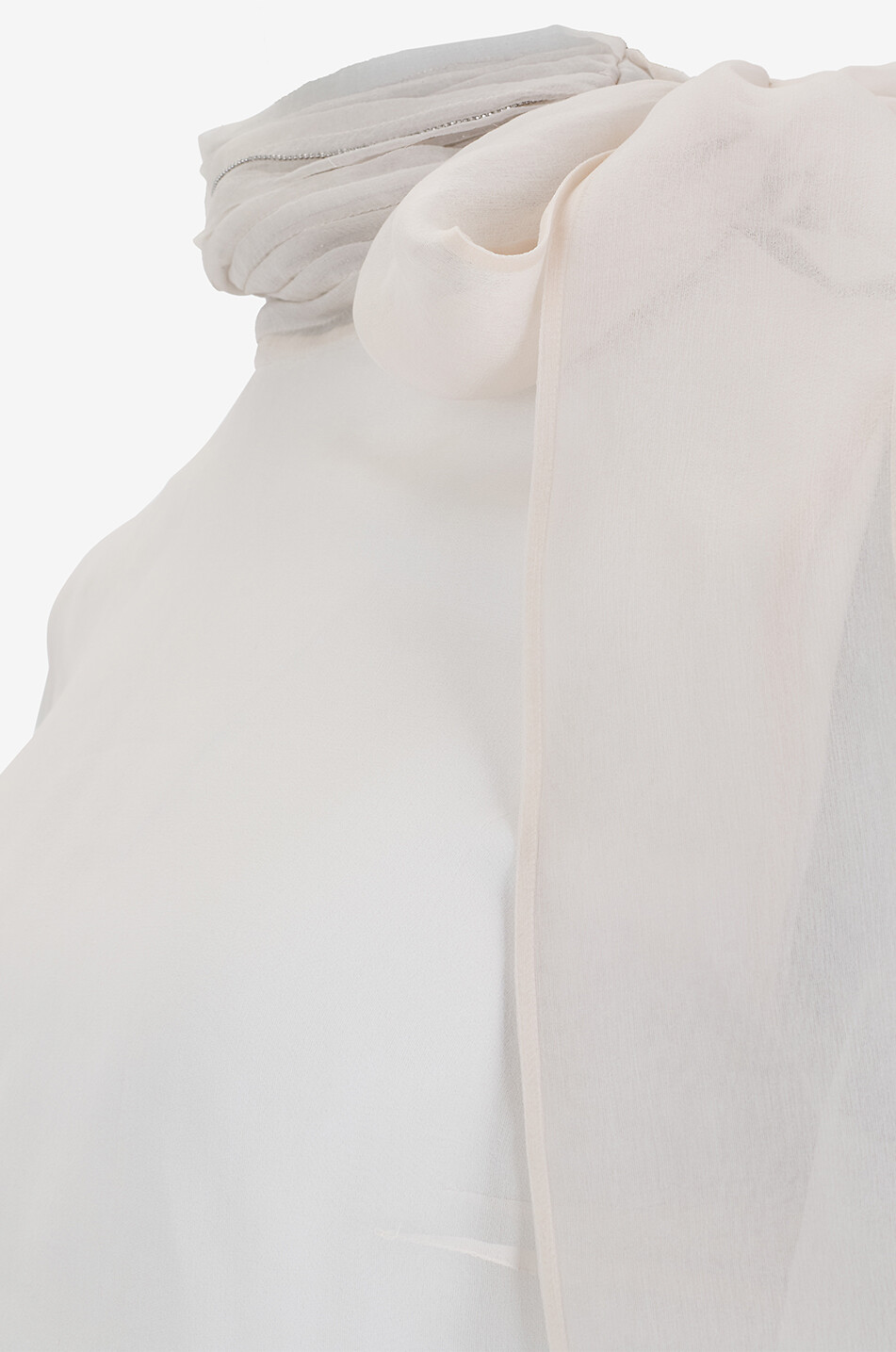 BRUNELLO CUCINELLI Monili silk organza necktie blouse Women Light beige 3