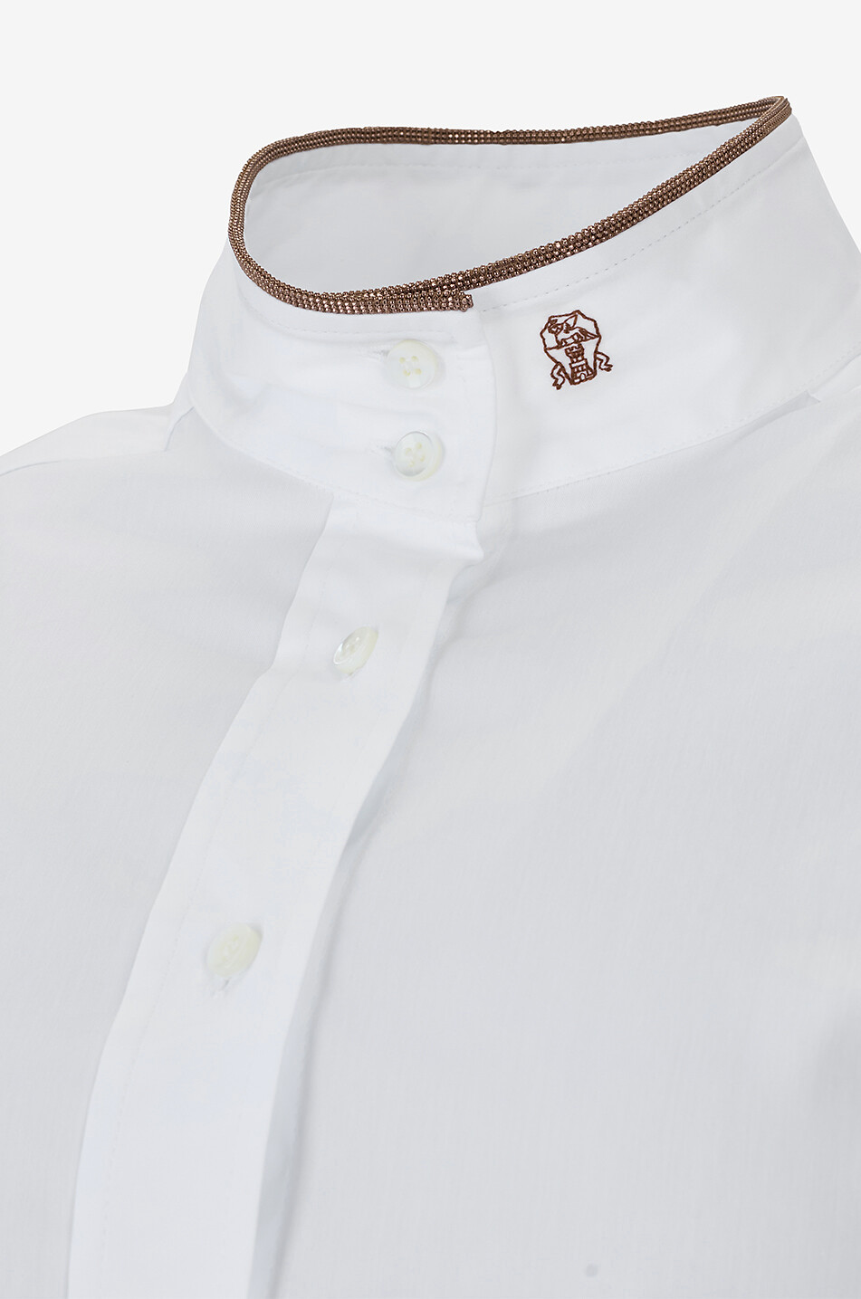 BRUNELLO CUCINELLI Shiny Collar cinched poplin shirt Women WHITE 3