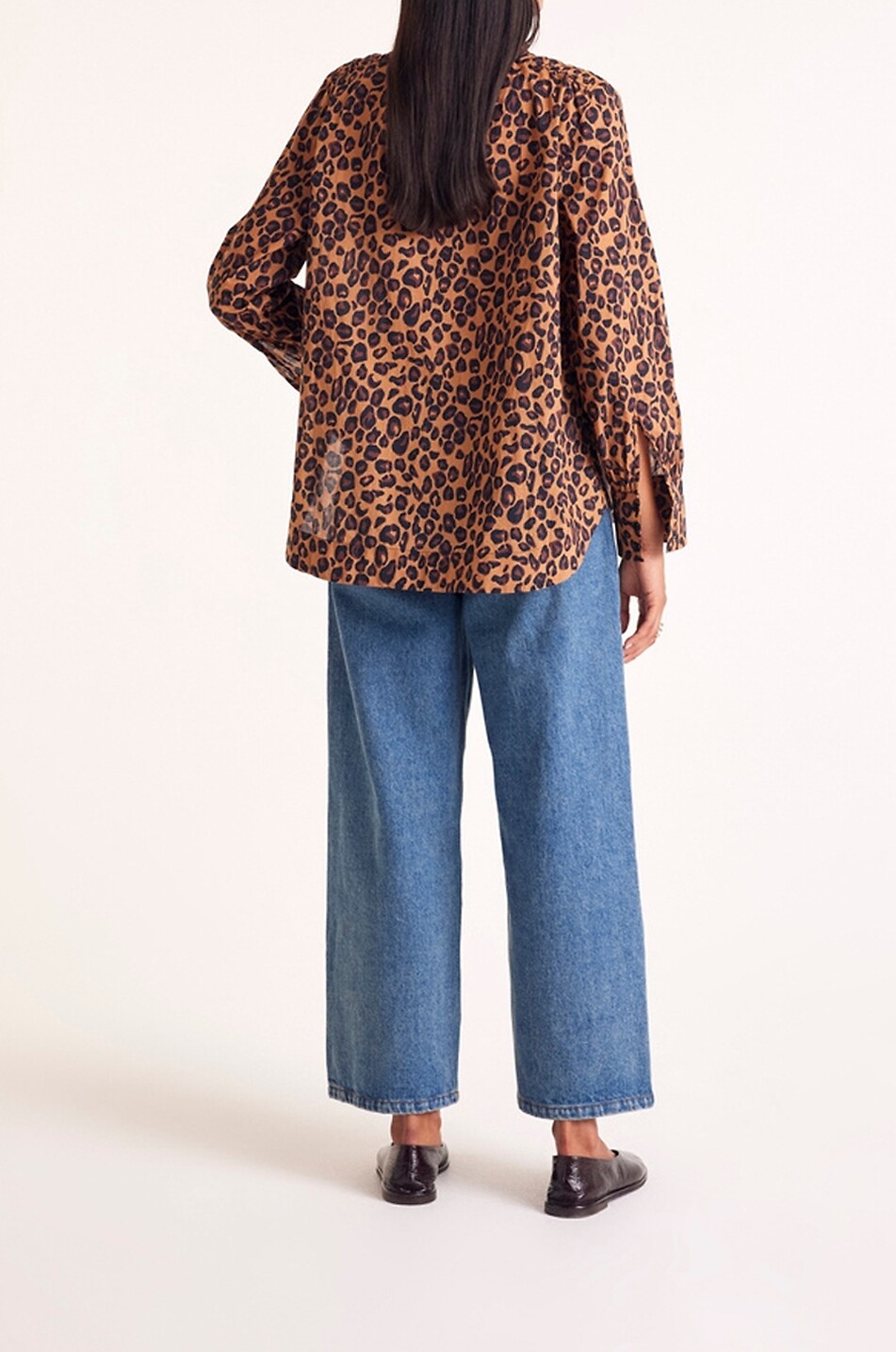 BALZAC PARIS Léonor printed popeline high collar shirt Women Brown 3