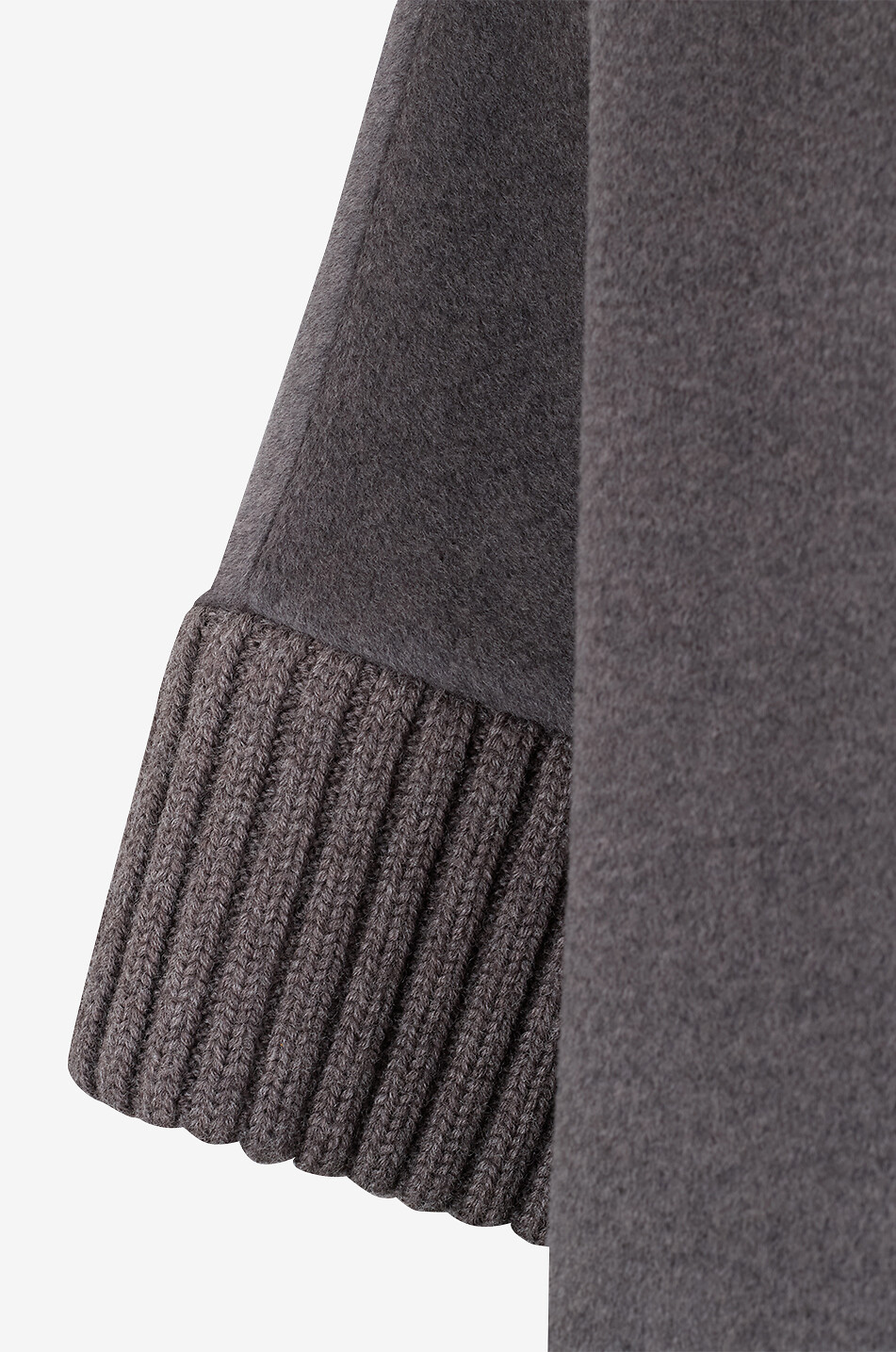 Double-breasted wool cape with knit details