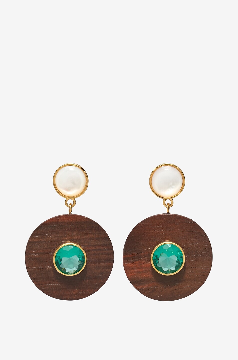 LIZZIE FORTUNATO Boucles d'oreilles en bois d'acacia et pierres Taj Femme MARRON 1