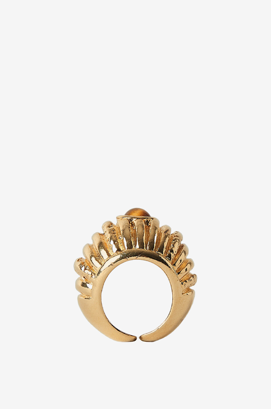 PAOLA SIGHINOLFI Reef fluted golden ring with tiger's eye Women GOLDEN 2