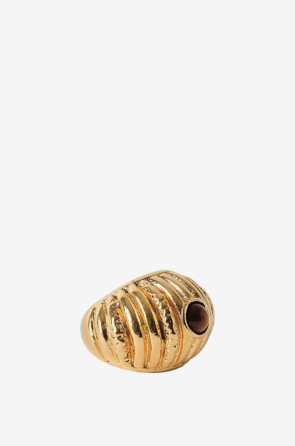 PAOLA SIGHINOLFI Reef fluted golden ring with tiger's eye Women GOLDEN 3