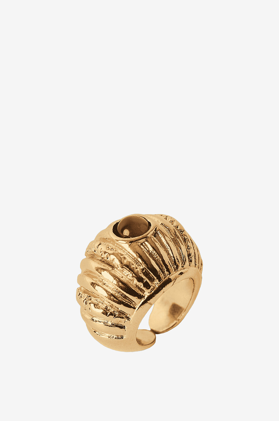 PAOLA SIGHINOLFI Reef fluted golden ring with tiger's eye Women GOLDEN 4