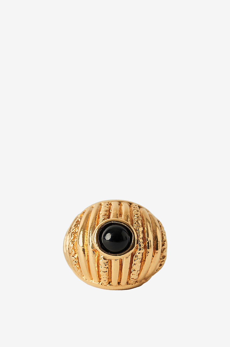 PAOLA SIGHINOLFI Reef fluted golden ring with onyx Women GOLDEN 1