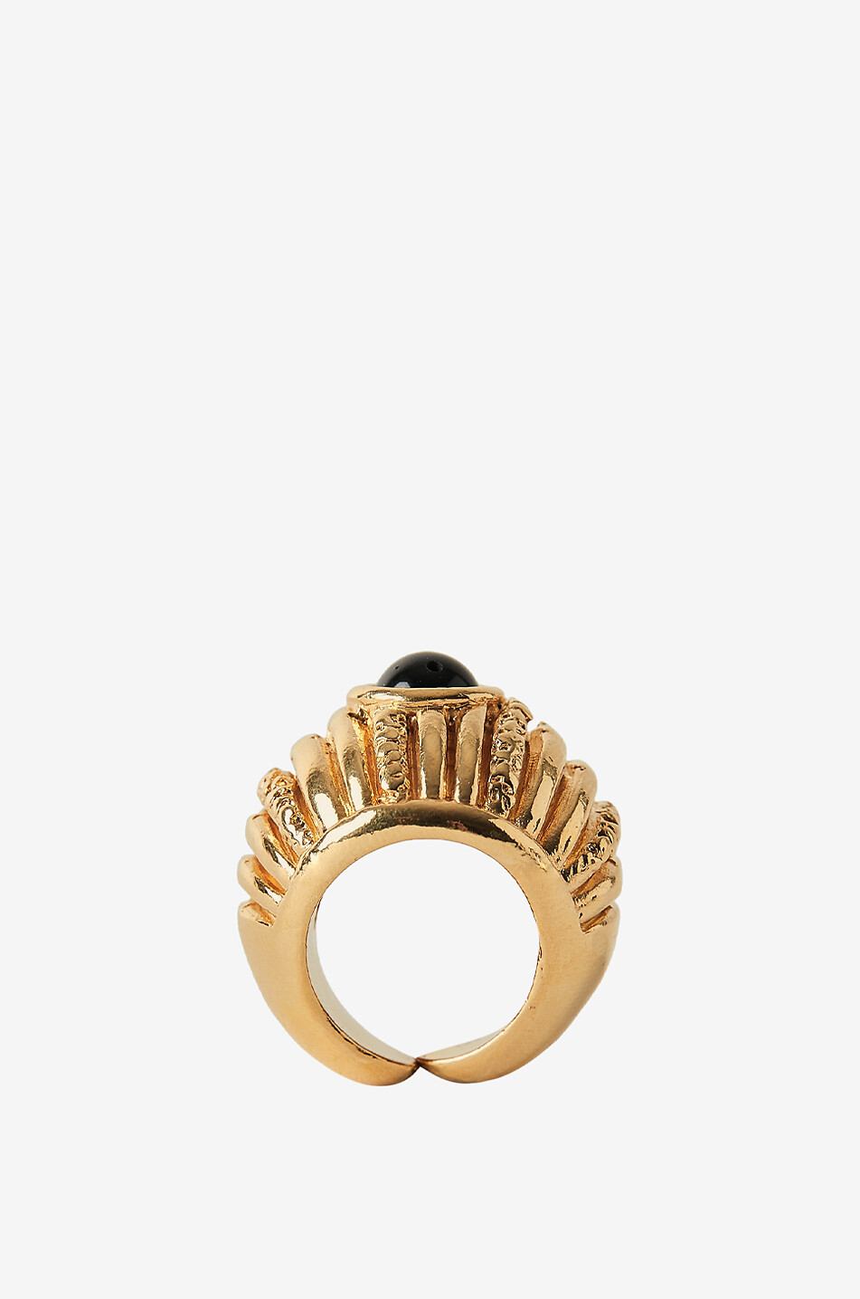 PAOLA SIGHINOLFI Reef fluted golden ring with onyx Women GOLDEN 2