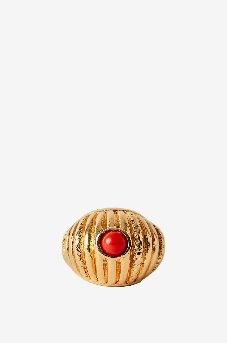 PAOLA SIGHINOLFI Reef fluted golden ring with coral Women GOLDEN 1
