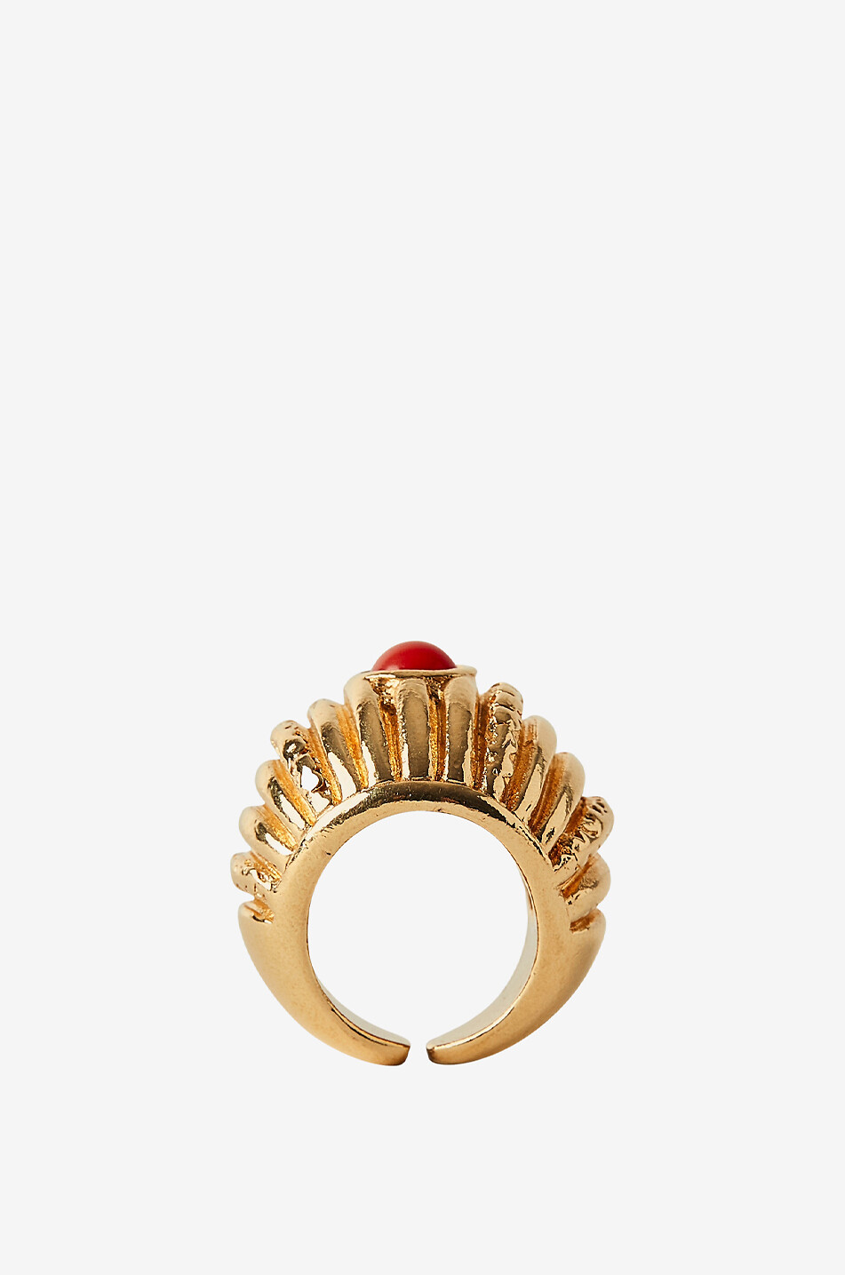 PAOLA SIGHINOLFI Reef fluted golden ring with coral Women GOLDEN 2