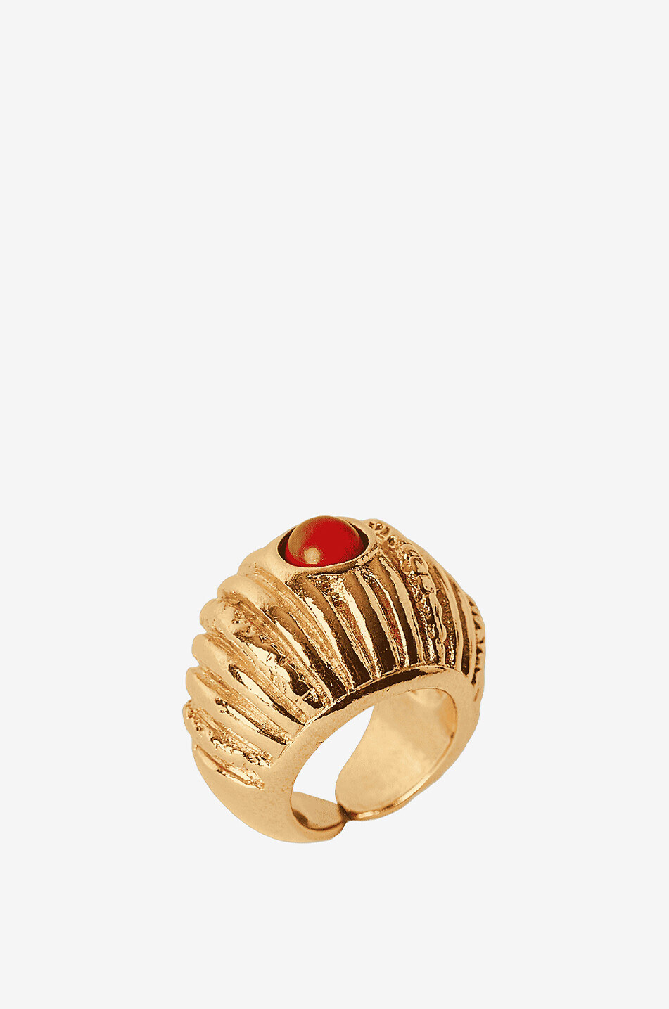 PAOLA SIGHINOLFI Reef fluted golden ring with coral Women GOLDEN 5