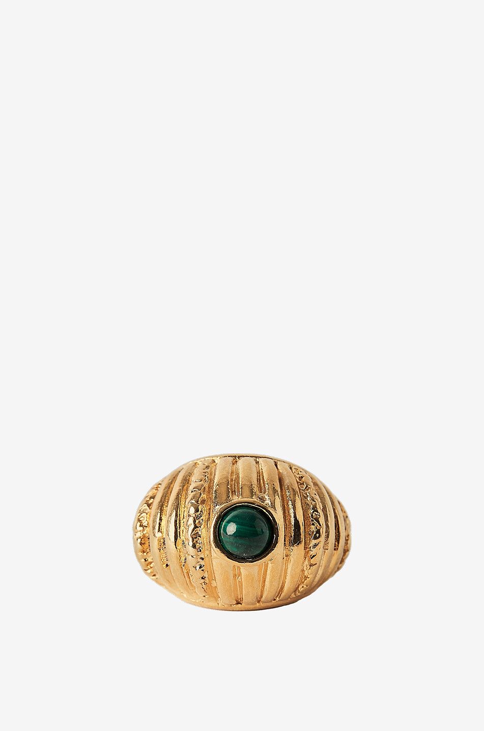 PAOLA SIGHINOLFI Reef fluted golden ring with malachite Women GOLDEN 1