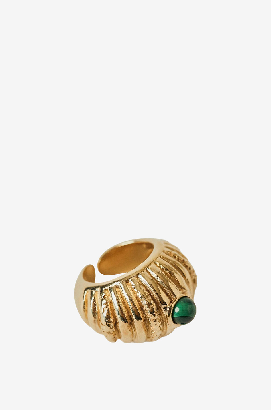 PAOLA SIGHINOLFI Reef fluted golden ring with malachite Women GOLDEN 2