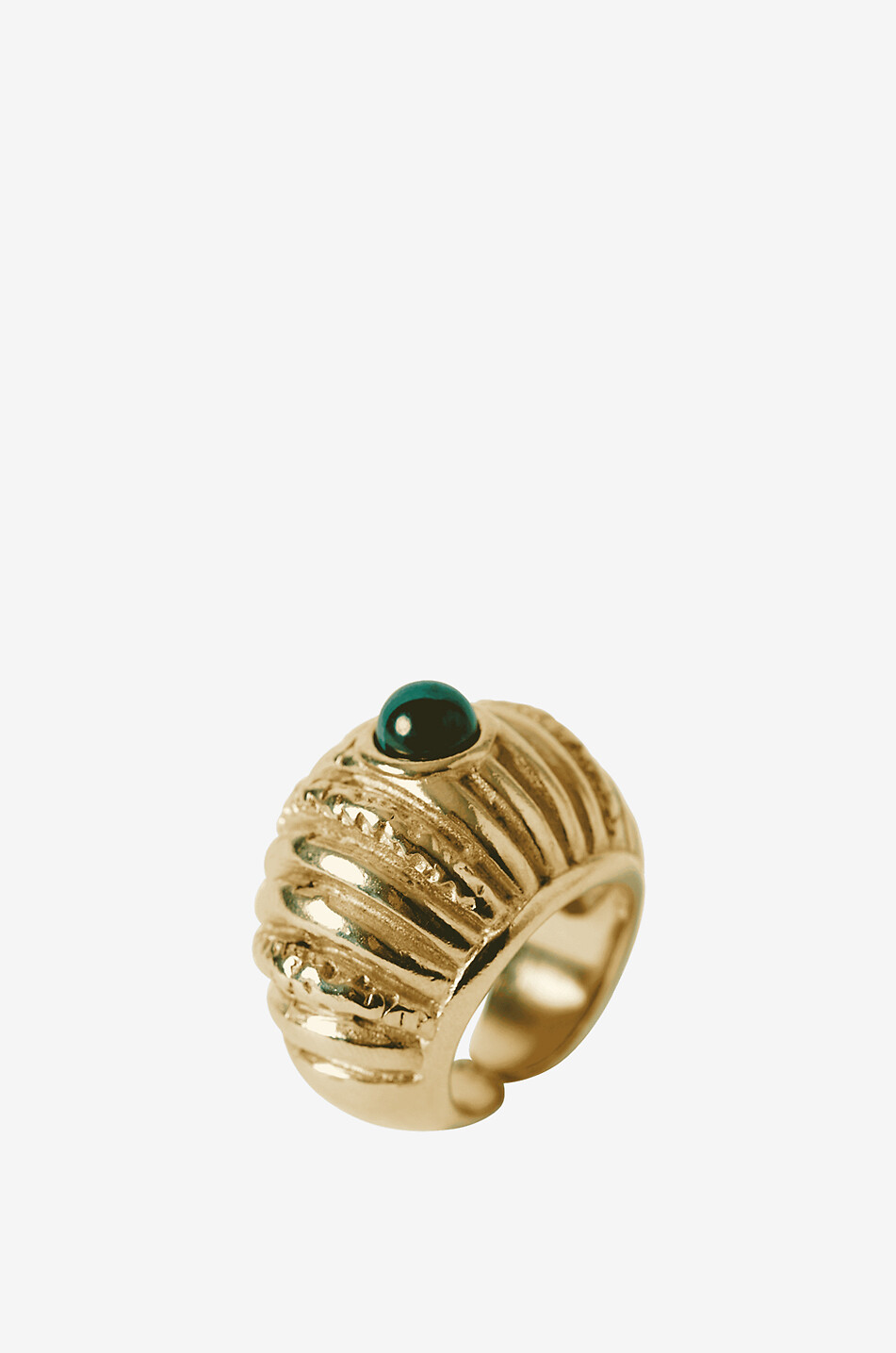 PAOLA SIGHINOLFI Reef fluted golden ring with malachite Women GOLDEN 7