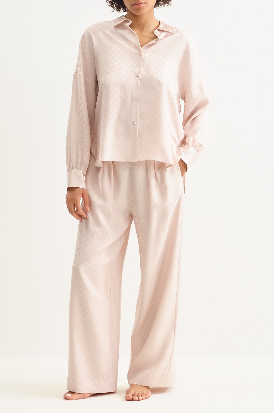 Chemise de pyjama en jacquard de soie Palace ERES BLANC CASSE