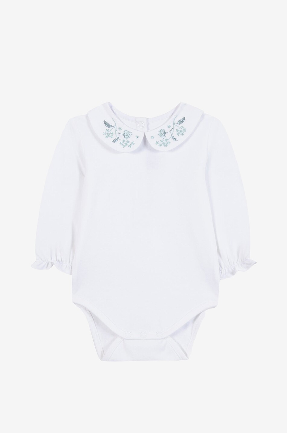Body bébé en jersey à col brodé fleurs
