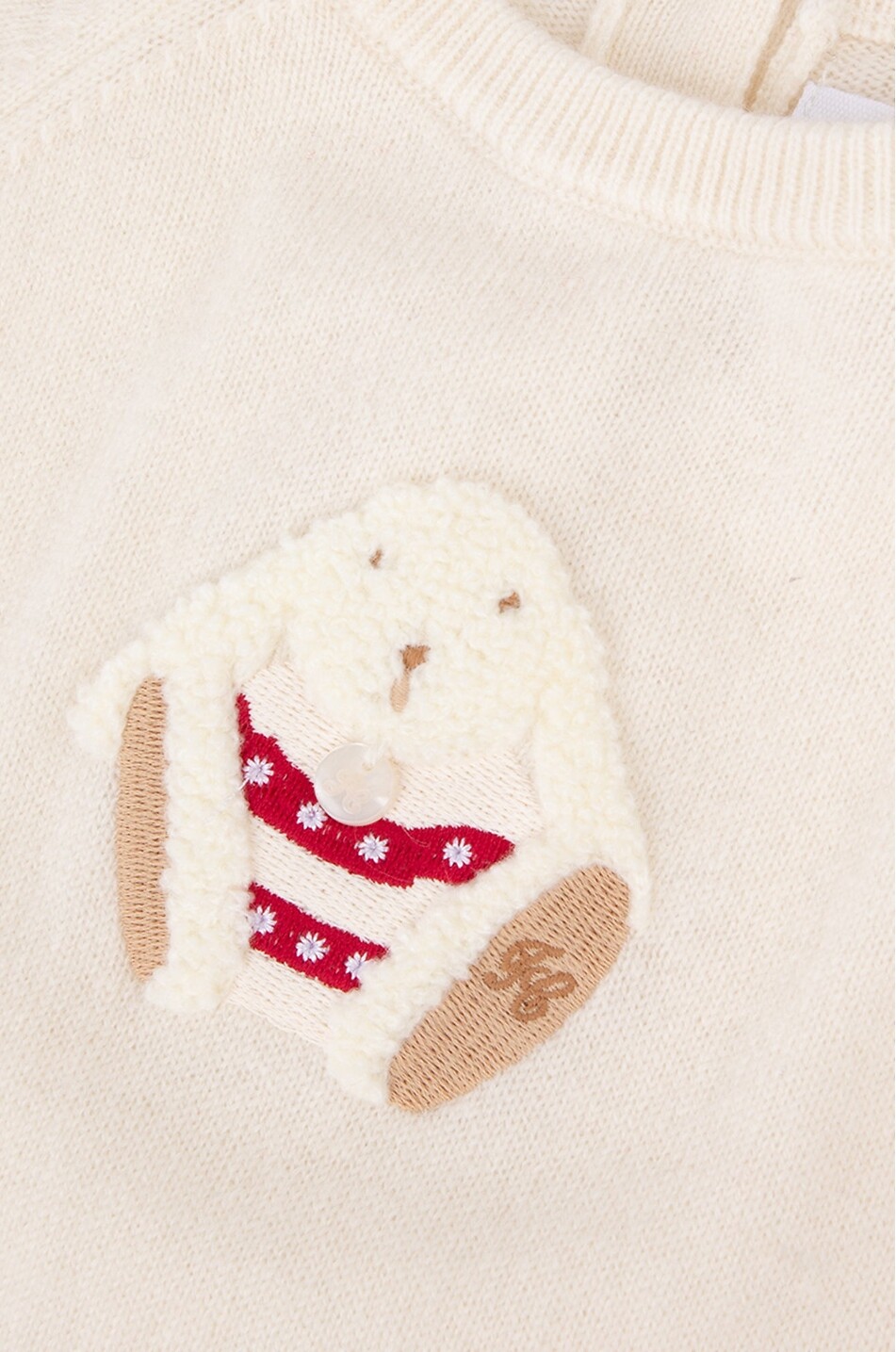 TARTINE ET CHOCOLAT Rabbit-embroidered baby cashmere and wool knit overall Baby EGGSHELL 3