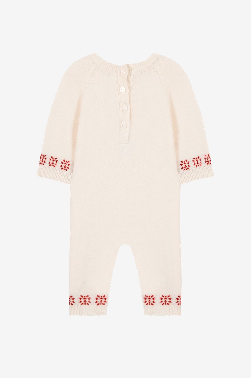 TARTINE ET CHOCOLAT Rabbit-embroidered baby cashmere and wool knit overall Baby EGGSHELL 2