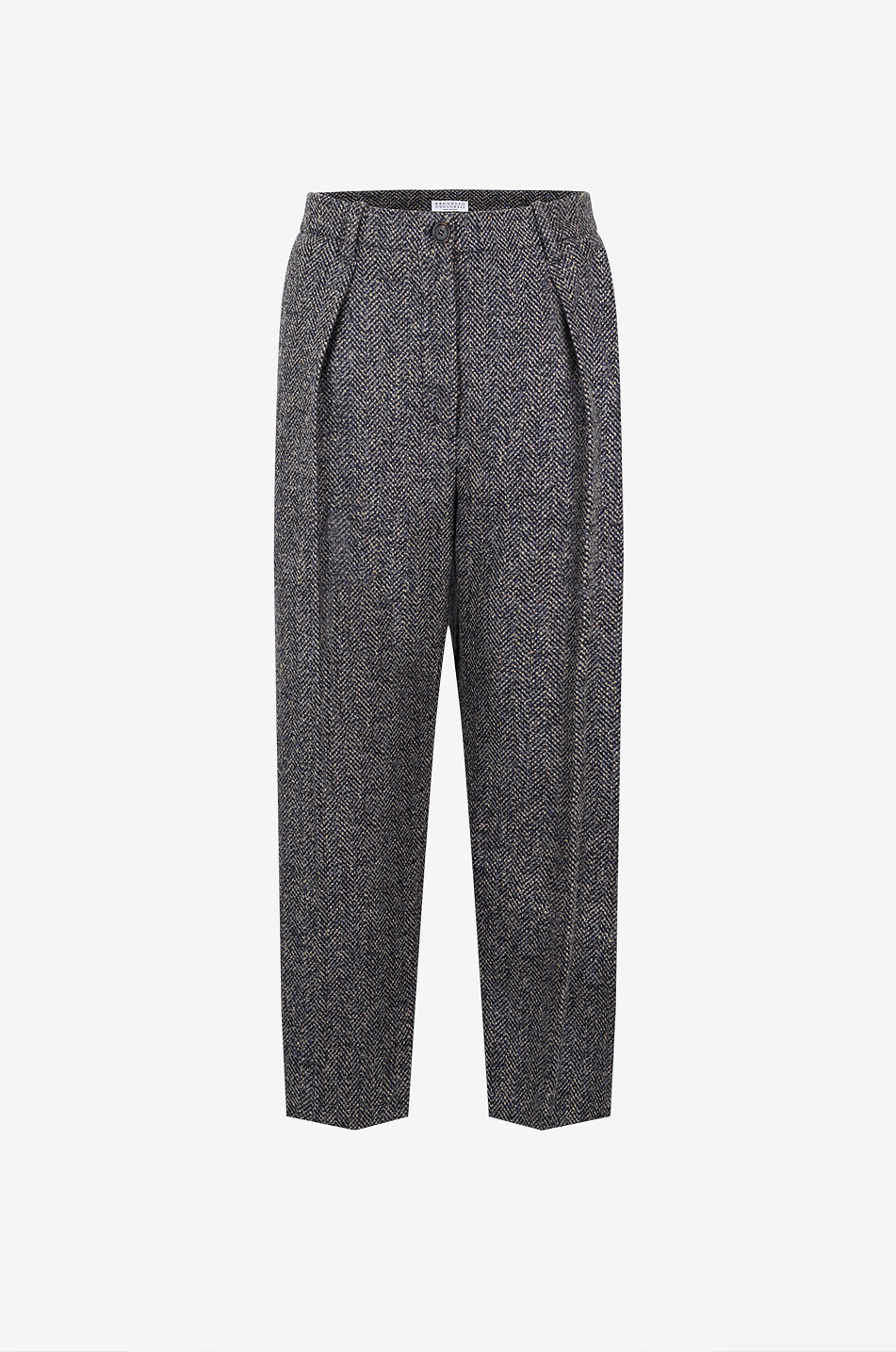 Pantalon Femme Brunello Cucinelli 100% Laine Vierge - Taille 8, Plissé Rayé Gris, Neuf Avec étiquettes