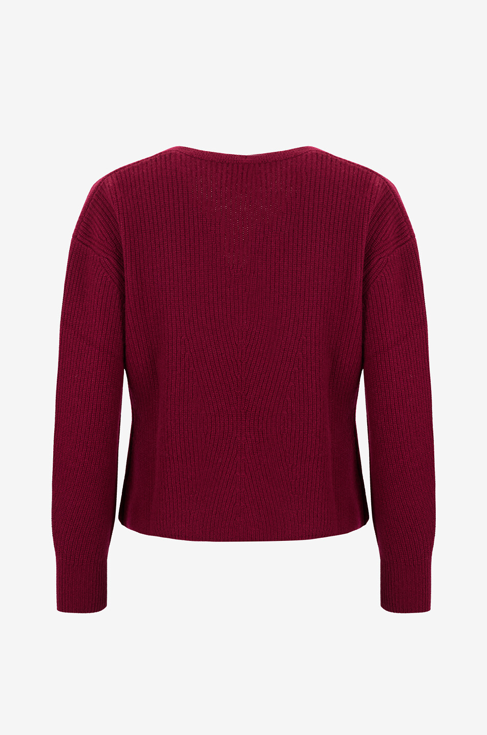 HEMISPHERE Cardigan côtelé cintré en cachemire à col V Femme ROUGE FONCÉ 2