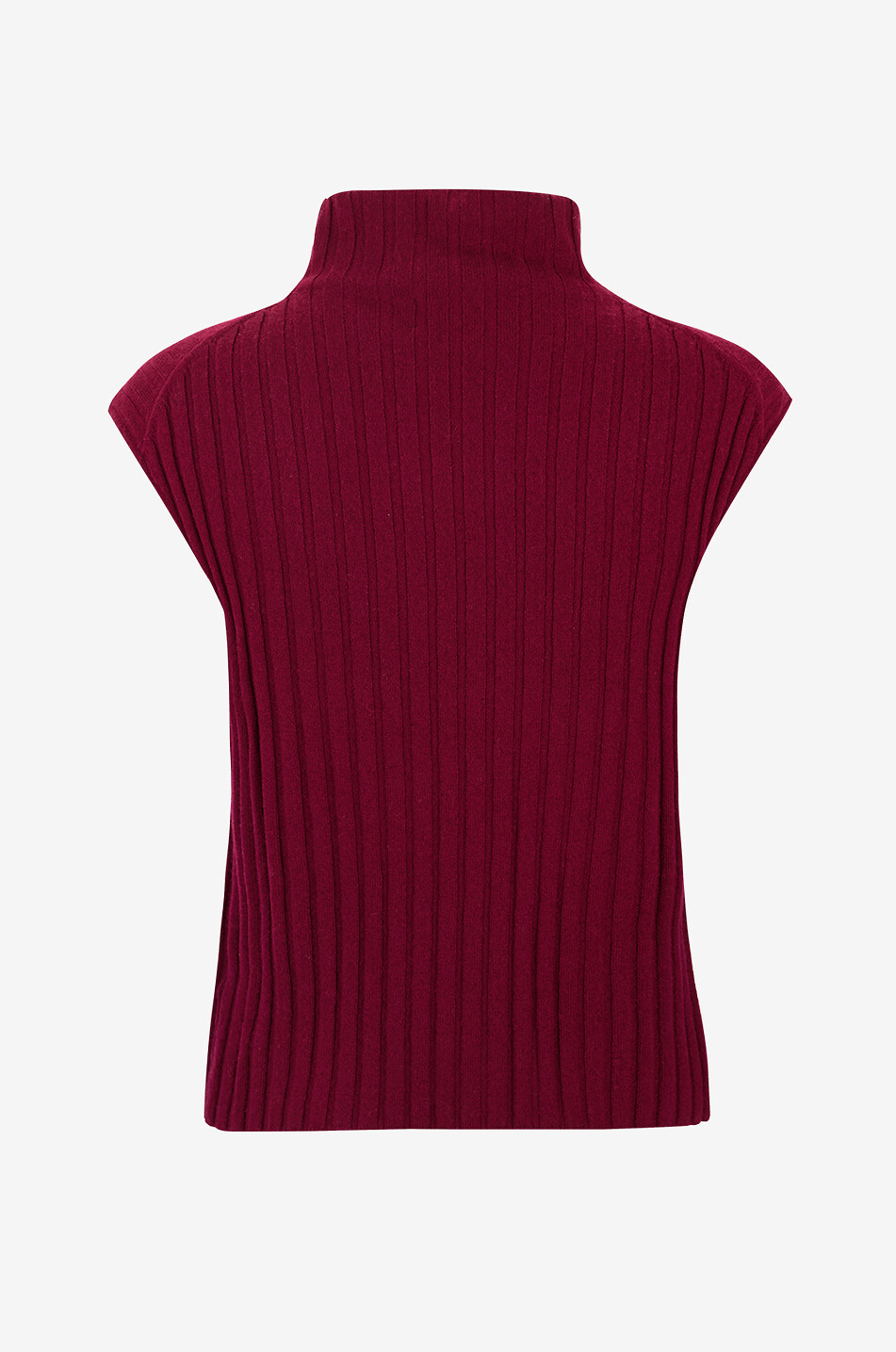 HEMISPHERE Pull côtelé sans manches à col entonnoir en cachemire Femme ROSE FONCÉ 2