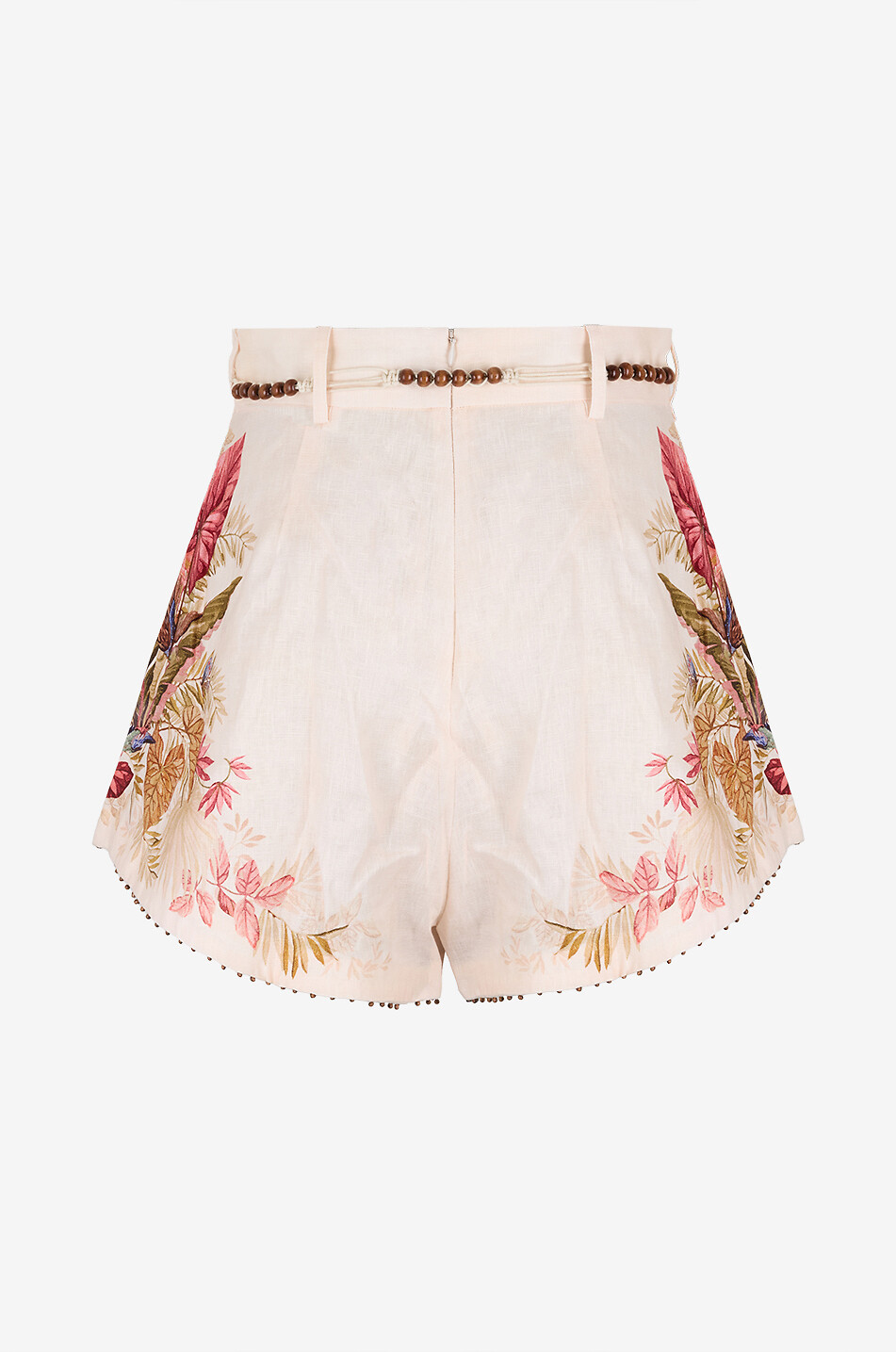 ZIMMERMANN Short taille haute en lin imprimé palmiers Ascension Tuck Femme BLANC CASSE 2