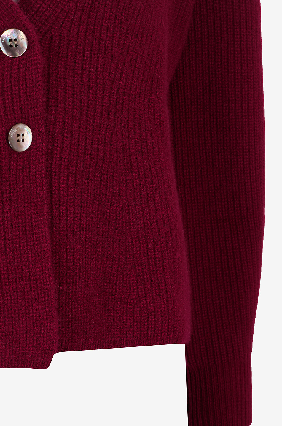 HEMISPHERE Cardigan côtelé cintré en cachemire à col V Femme ROUGE FONCÉ 3