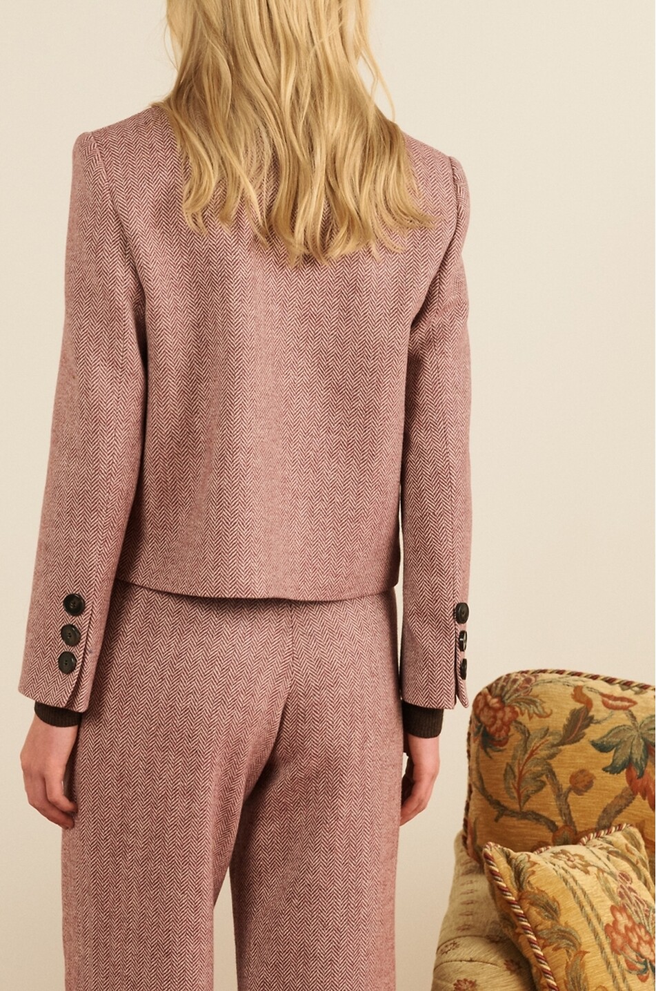 MARIA DE LA ORDEN Junot herringbone wool suiting jacket Women DARK RED 3
