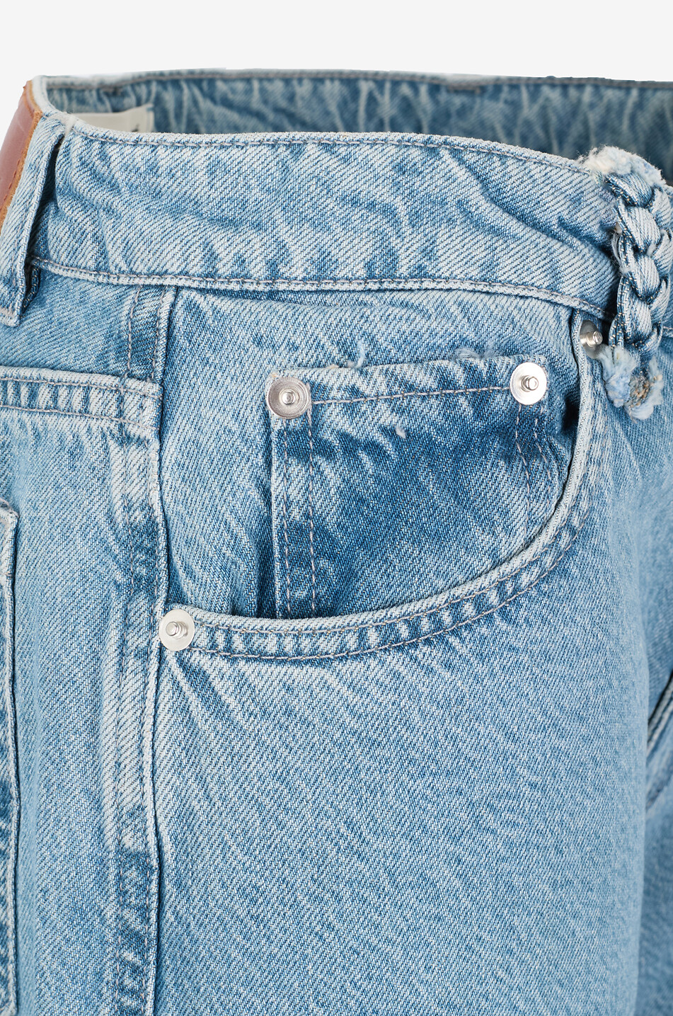 TRESSE PARIS Payota frayed faded relaxed straight jeans Women LIGHT BLUE 3