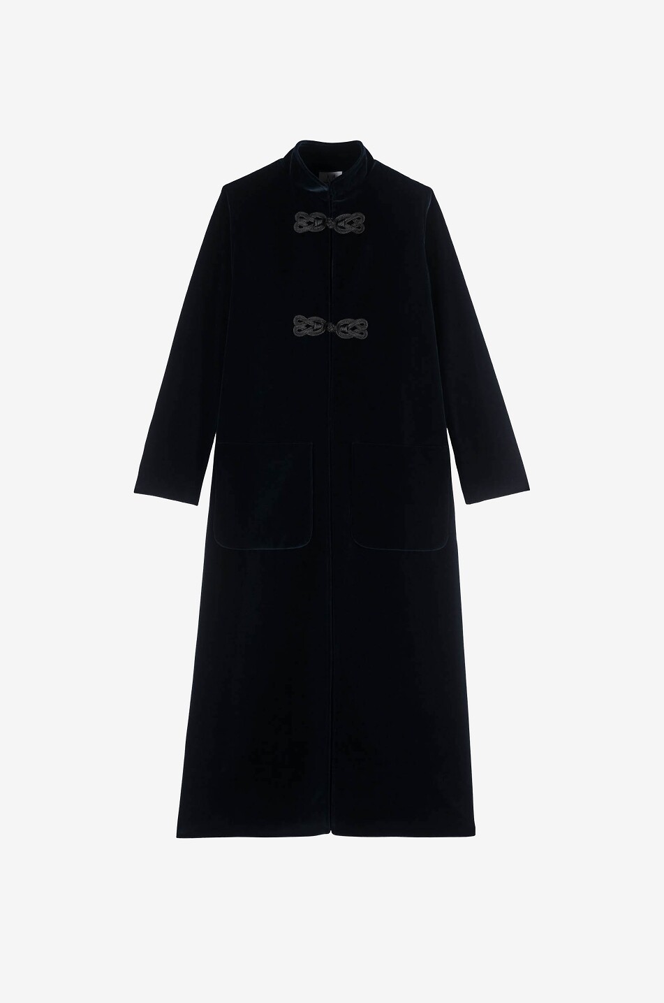 MARIA DE LA ORDEN Manteau long en velours à col mao Carnot Femme BLEU FONCE 1