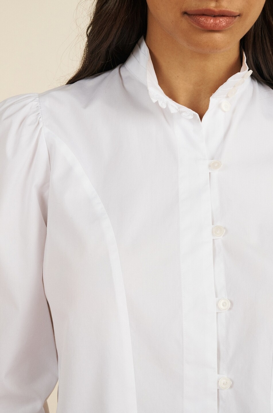 MARIA DE LA ORDEN Hemd mit Mandarinkragen und Puffärmeln aus Baumwolle Iza Damen WEISS 4