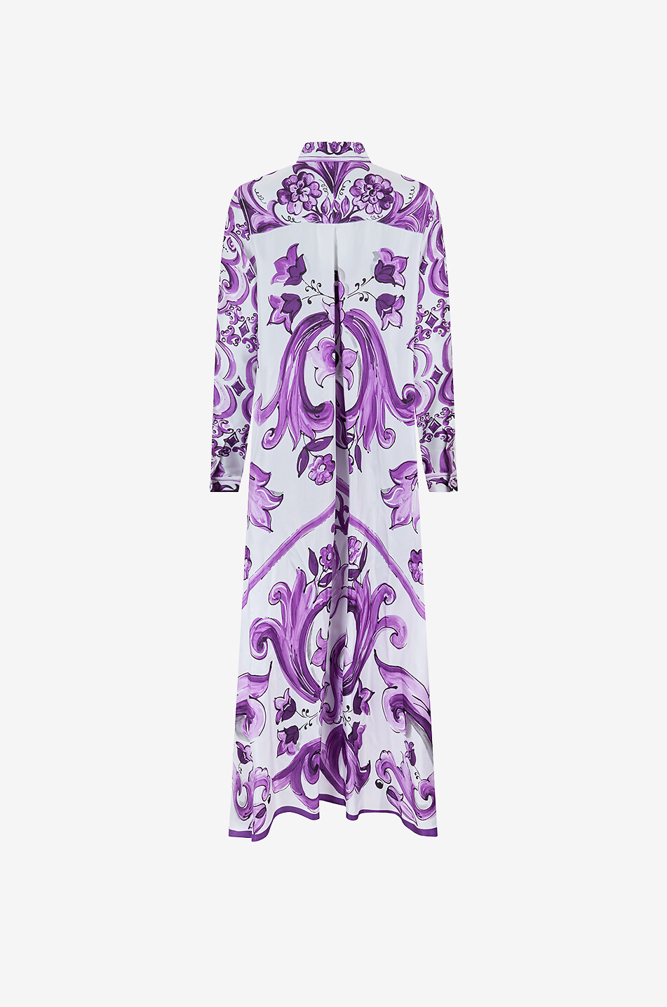 DOLCE & GABBANA Majolica A-line silk twill maxi shirt dress Women PURPLE 2
