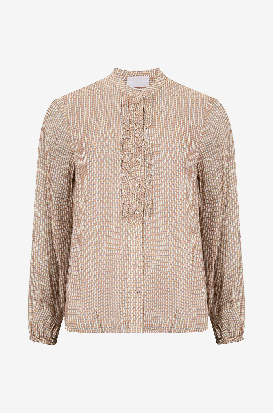 HEMISPHERE Crêpe-Hemd mit Rüschen und Hahnentrittprint Peng Damen BUNT 1