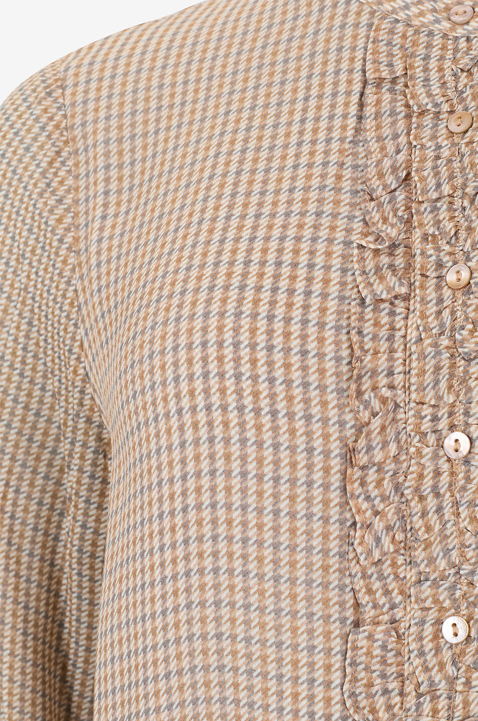 HEMISPHERE Crêpe-Hemd mit Rüschen und Hahnentrittprint Peng Damen BUNT 3